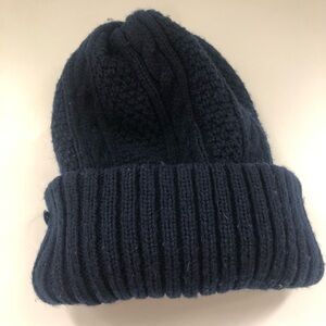Navy Cableknit Convertible toque hat O/S